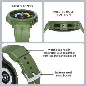 TPU Rugged Watchbands with Protective Case for Samsung Galaxy Watch 5 Pro 45mm Watch 4-Green