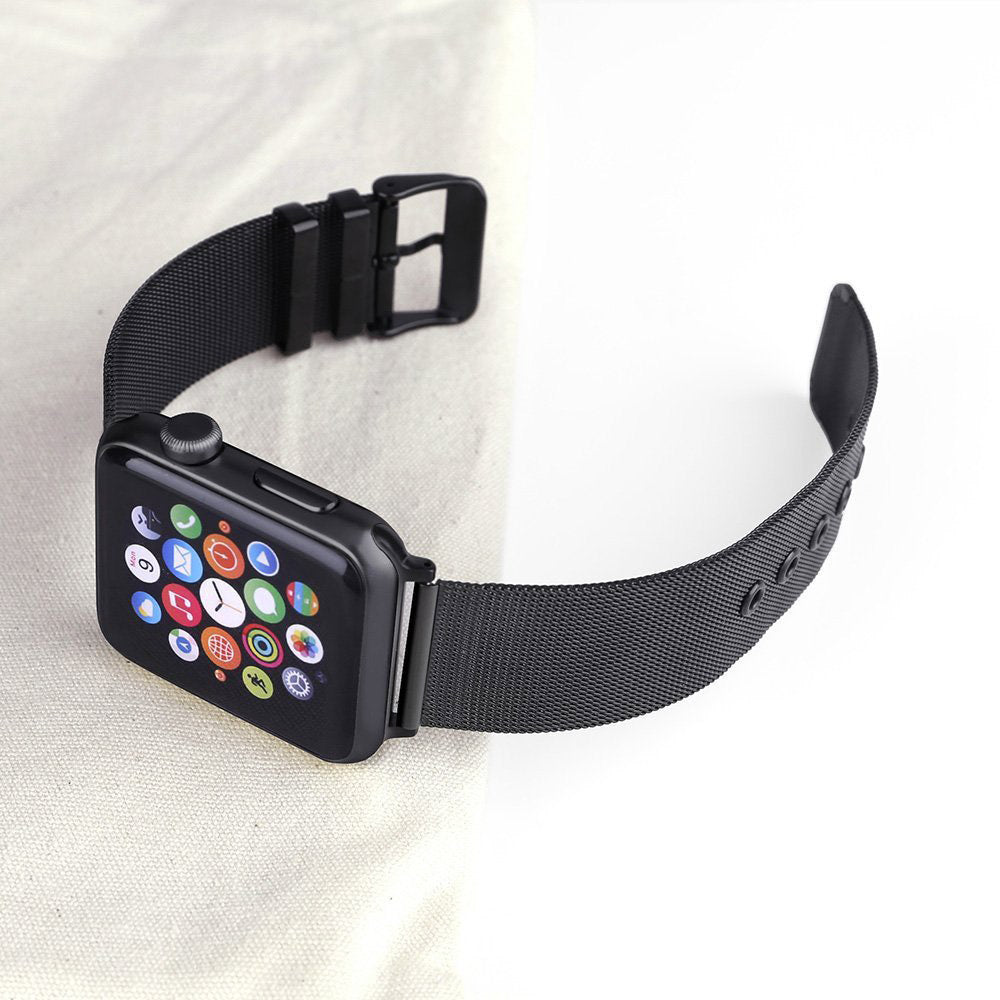 Buckle Metal Mesh Watch Watch Band For Apple Watch SE/6/5/4/3/2/1(Black)