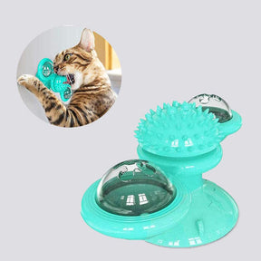 Windmill Massage Cat Toys with Catnip Ball Bell For Indoor-LakeBlue