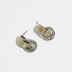 Two-tone Petite Earrings Circle Geometric Earrings