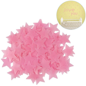 Luminous Stars Plastic Wall Stickers Glow In The Dark For Home Art Decor-Pink