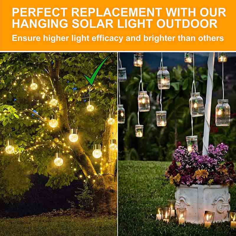 12-Pack Cracked Glass Ball Light Hanging Solar Lights Outdoor Solar Powered Waterproof Globe Lighting with Handle -Warm White