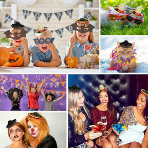 3Pcs 16cm Coco Theme Party Hats with Ball Fringe Decoration for Carnivals Festivals Dia De Muertos Wedding Birthdays