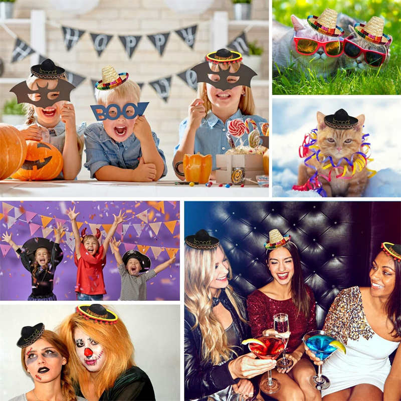 3Pcs 16cm Coco Theme Party Hats with Ball Fringe Decoration for Carnivals Festivals Dia De Muertos Wedding Birthdays