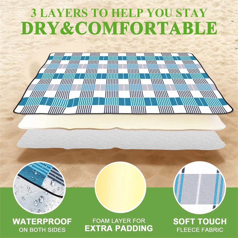 Large Picnic Blanket with Waterproof Backing for Camping Beach