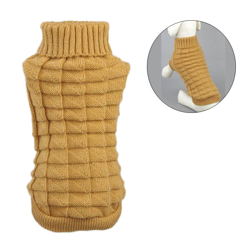 Pet Clothing Knitted Turtleneck Sweater for Dogs Cats-Brown