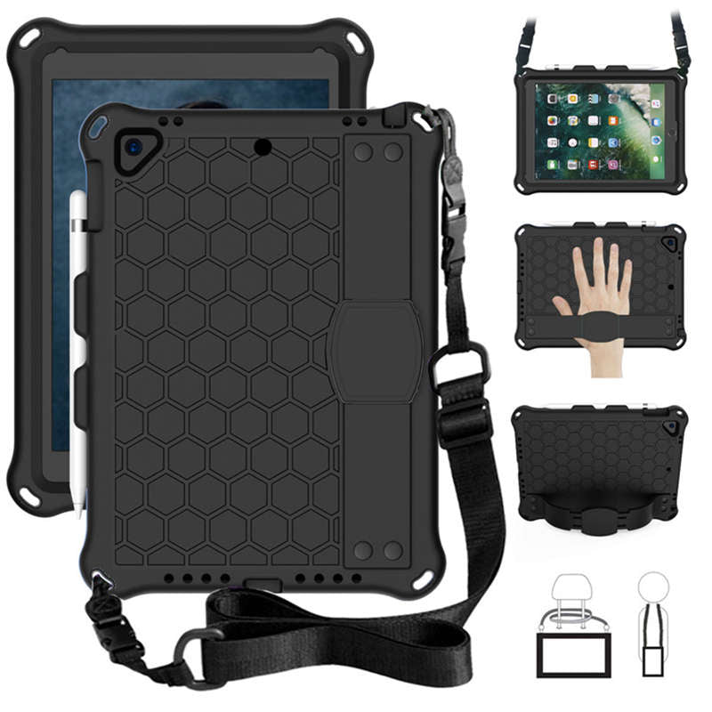 Hive iPad Case For iPad 5/6/Pro 9.7/iPad9.7 Durable Stand Cover With Shoulder Strap-Black