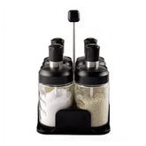 Portable 4-Jar Seasoning Organizer Rack Built-in Spoon Moisture-Proof-ABS Lid