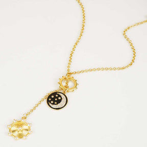 Retro Moon and Star Pendants Necklace Clavicle Chain-Gold