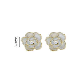 Women's 925 Sterling Silver Flower Stud Earrings Pearl Rose Flower Hypoallergenic Stud Earrings