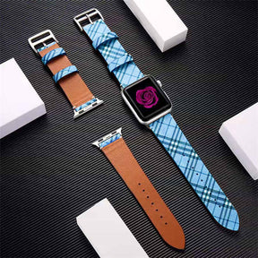 Printing Leather Replacement Wristbands for Apple Watch Series SE/6/5/4/3/2/1-Blue