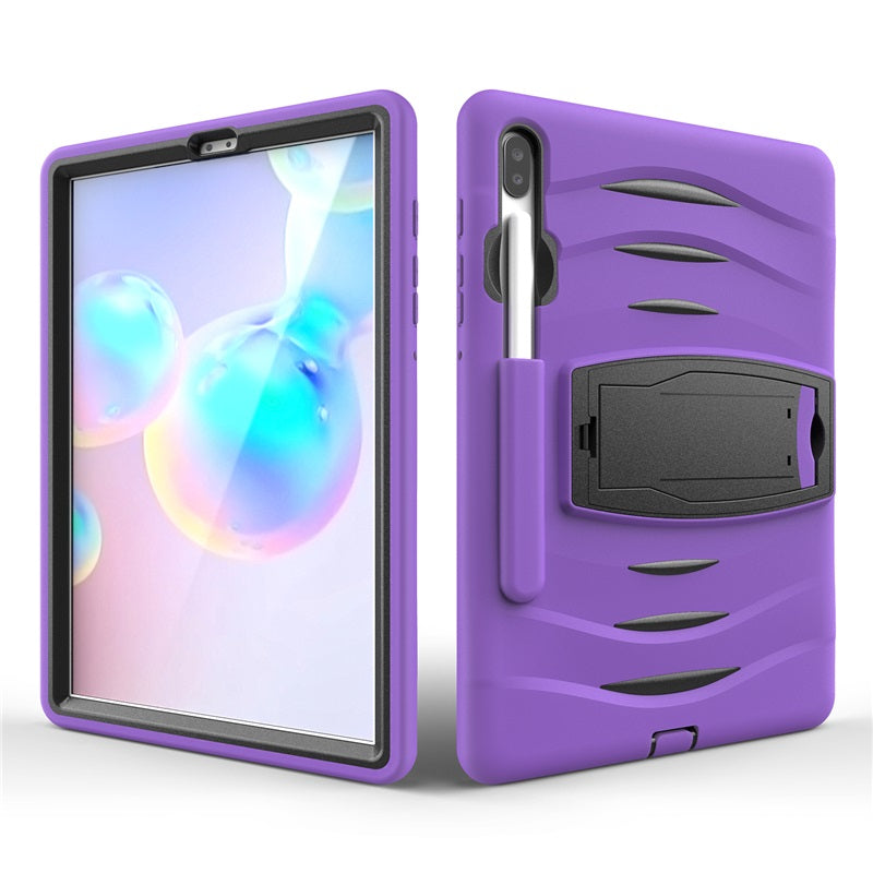 Shock Wave Kickstand Case Anti-Fall Protection With Pencil Holder For Samsung Tab S6 10.5inch T860/T865/T867(2019)-Purple