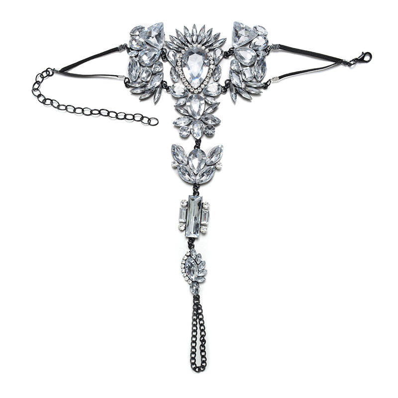2Pcs Beach Crystal Rhinestone Anklet for Women and Girls-White