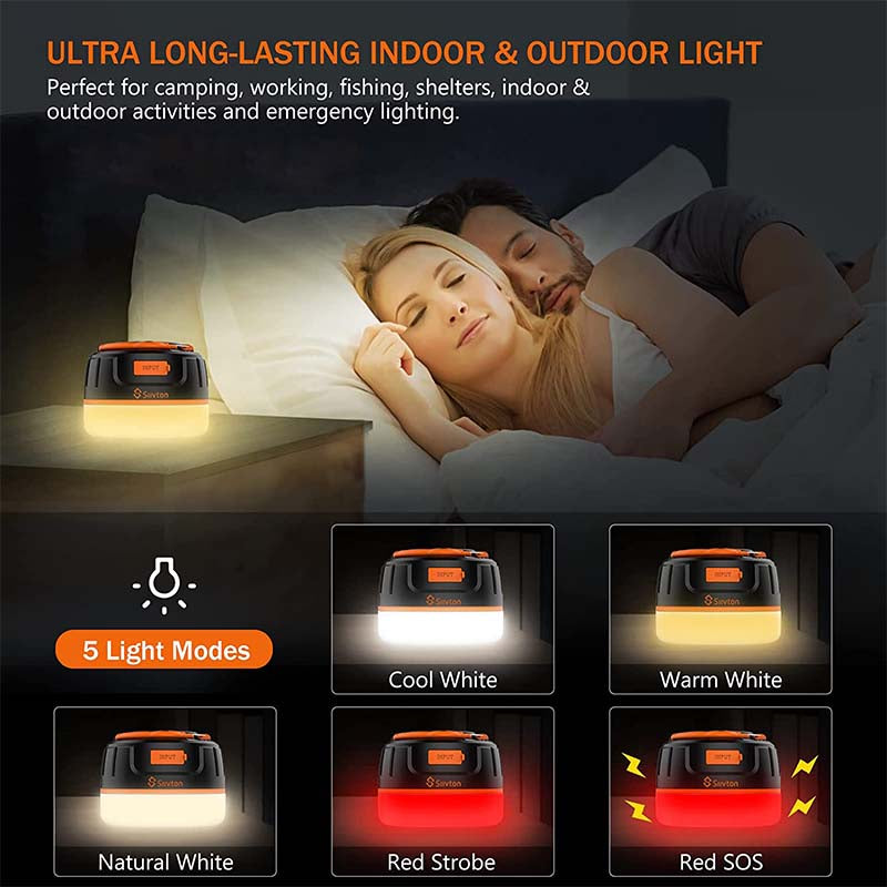 Portable LED Camping Light Magnetic Base for Hurricane Emergency Hiking-Yellow