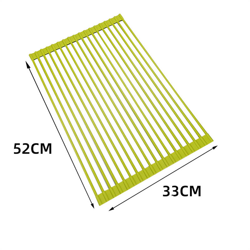 Over The Sink Multipurpose Roll-Up Dish Drying Rack 52*33CM-LightGreen