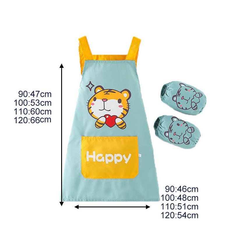 Children Cute Animal Pattern Painting Waterproof Apron Set-Tiger