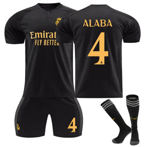 Real Madrid Second Away Jersey ALABA #4 Soccer Jersey Kids Adult 3Pcs Jersey Kits