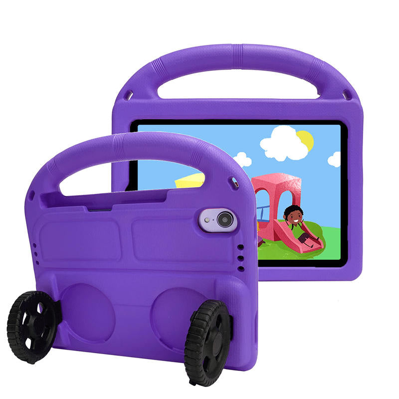 Wheel iPad Case For iPad Mini 6 Shockproof Stand Cover With Handle Stand-Purple