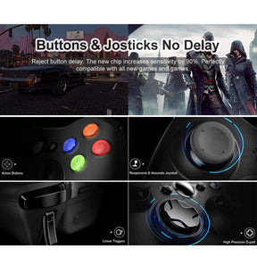 Wireless Dual Shock Controller with Receiver for Microsoft Xbox 360/Slim-Black