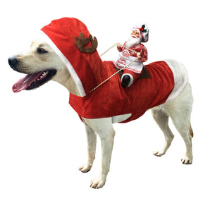 Dog Christmas Costume Santa Claus Riding Pet Cosplay Clothes-Chef