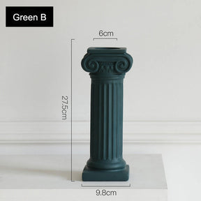 4 Pcs Retro Candle Holder Nordic Roman Column Aroma Candle Base for Festival Home Decor Ornament-Green