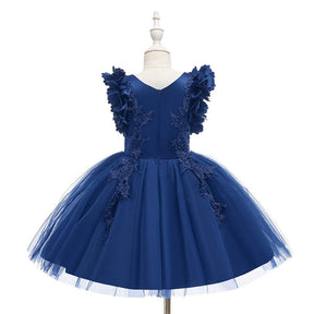 Princess Flower Girl Lace Dress Pageant Kids Christmas Party Dresses-Royal Blue