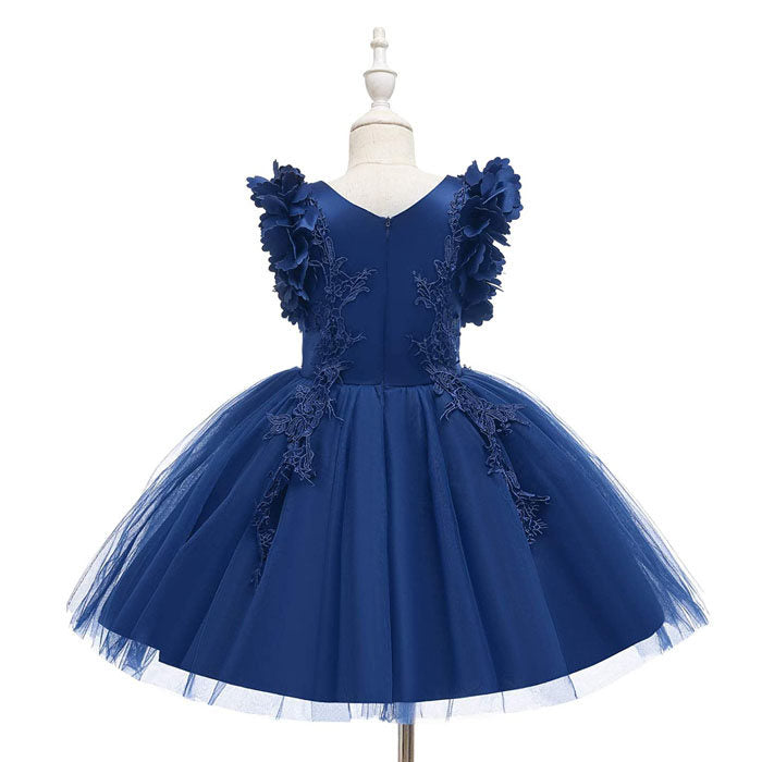 Princess Flower Girl Lace Dress Pageant Kids Christmas Party Dresses-Royal Blue