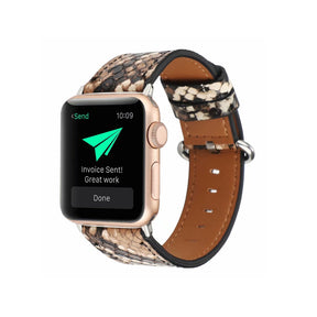 Snakeskin Pattern PU Leather Watch Band Microfiber Design For Apple Watch SE/6/5/4/3/2/1(Brown)