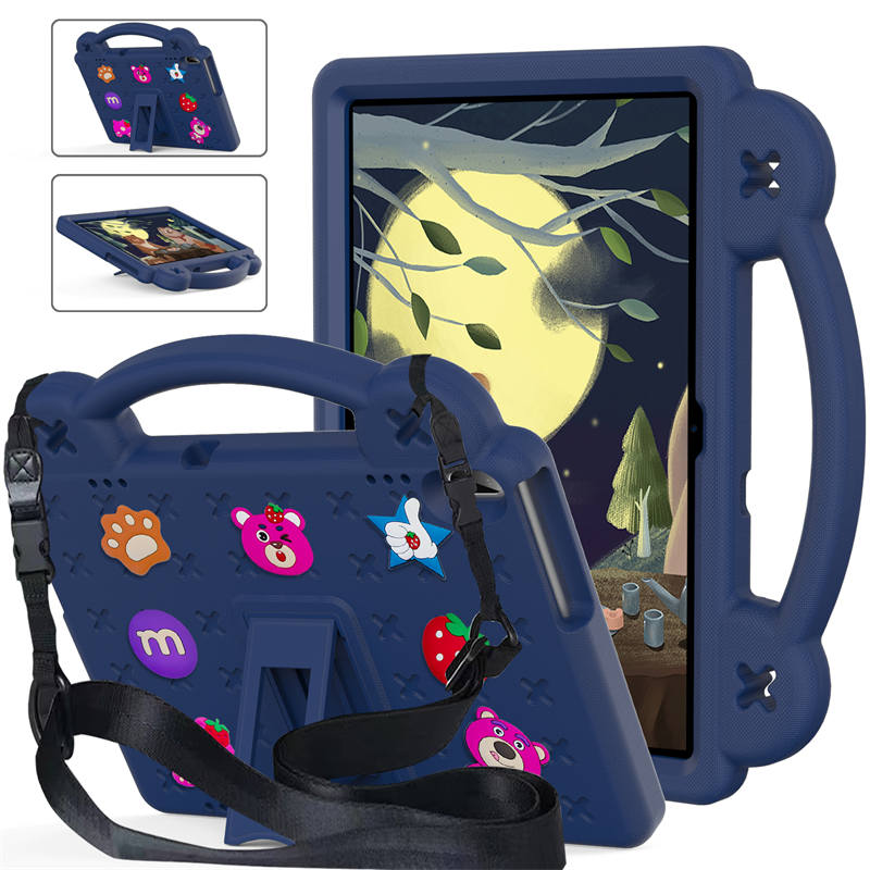 Strawberry Tablet Case with Handle Shoulder Strap for Huawei MediaPad T5 10.1 inch Tab P10-NavyBlue