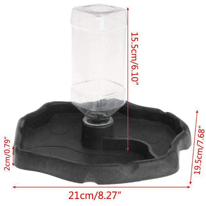 Reptile Water Bottle Automatic Feeders Waterer Food Bowl-Black