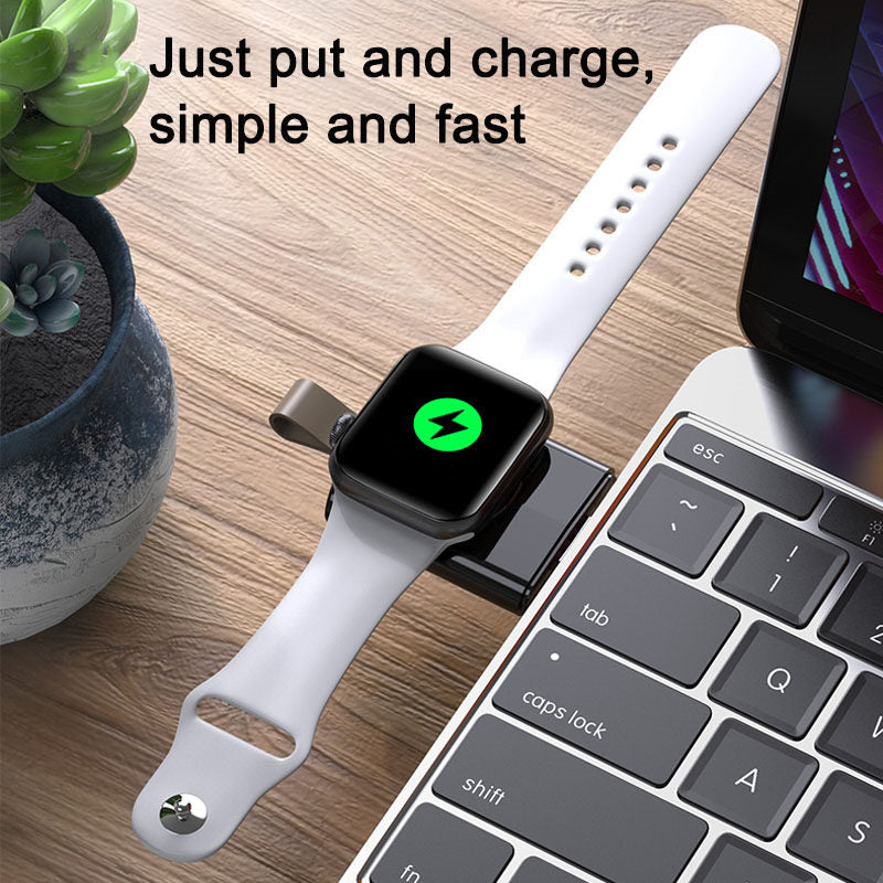 Portable Magnetic Travel Wireless USB iWatch Charger for Apple Watch Series 6/5/4/3/2/1/SE-White