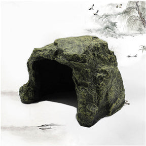 Reptile Rock Hideout Cave for Bearded Dragon Turtle Small Lizard-Green