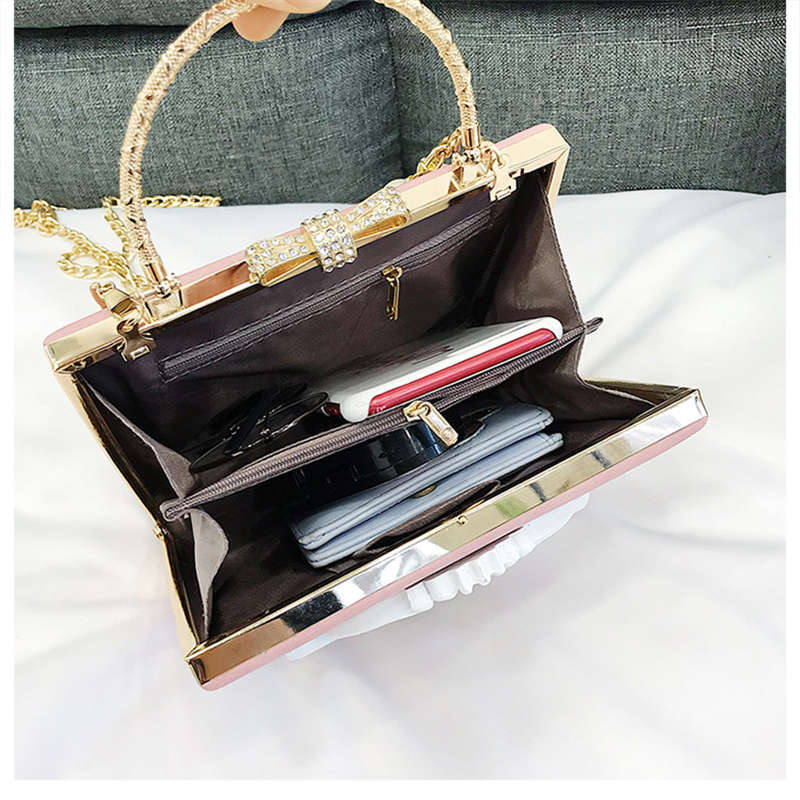 Womens Angel Embossed Clutch Evening Bag Bowknot Crossbody Purse-Black