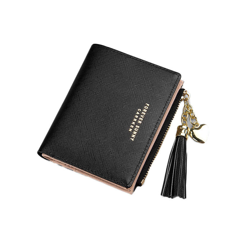 Women Small Wallet RFID Bifold Compact Wallet-Black
