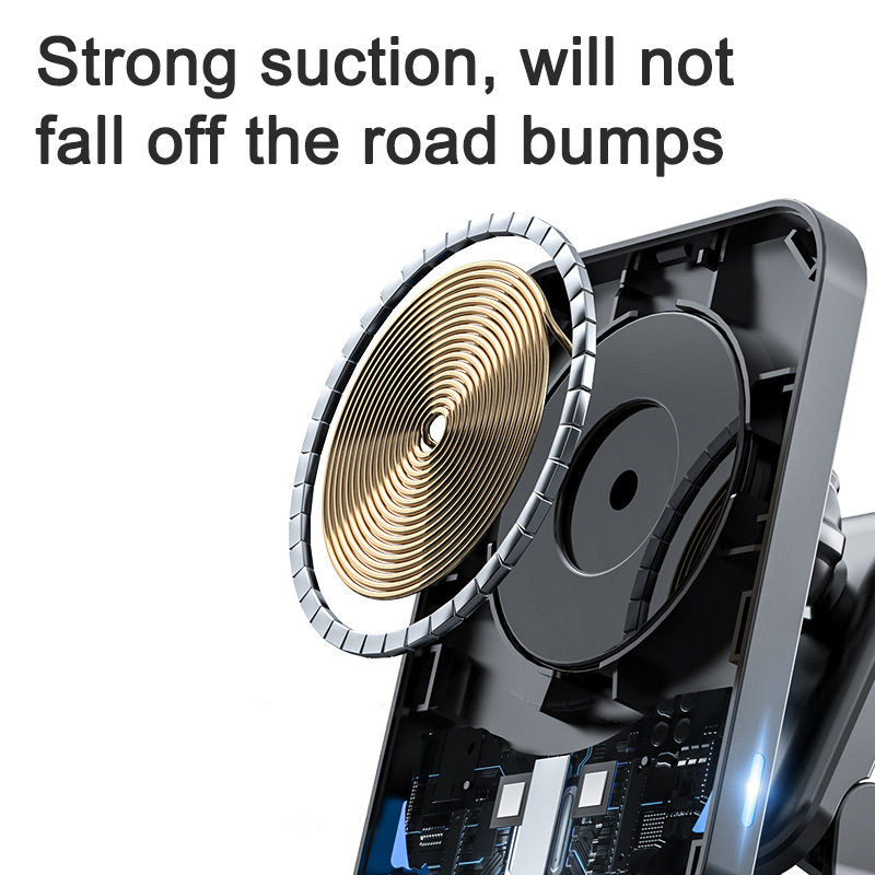 Magnetic Wireless Car Charger 15W Fast Charging Air Vent Mount Charger For iPhone 12-Black