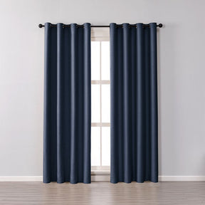 2 Panels Solid Color Blackout Curtains for Living Room-DarkBlue