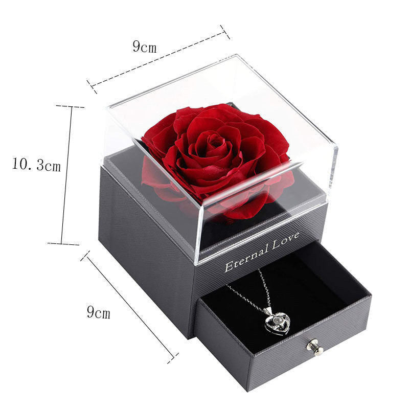 Preserved Flower Rose Gift Box for Valentines Day Anniversary Wedding-Red