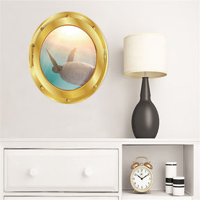 Removable 3D Under The Sea Nature Scenery Decor Submarine Gold Window Sea Turtles Wall Sticker