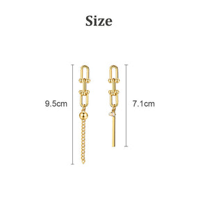 Asymmetry Earrings U Shape Pin Style Drop Detachable For Women Girls