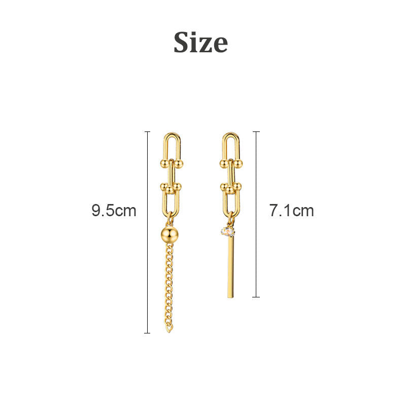 Asymmetry Earrings U Shape Pin Style Drop Detachable For Women Girls