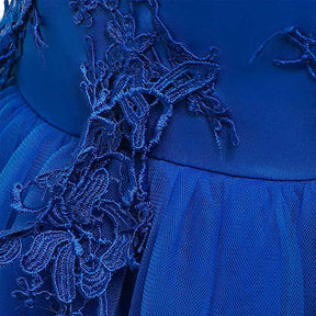 Princess Flower Girl Lace Dress Pageant Kids Christmas Party Dresses-Colorful Blue