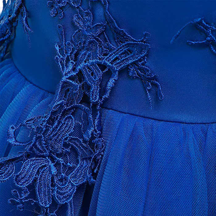 Princess Flower Girl Lace Dress Pageant Kids Christmas Party Dresses-Colorful Blue