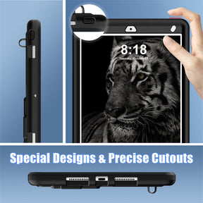 Tablet Case Kids Friendly with Pencil Holder for iPad 11 2020/2021/2022-Black