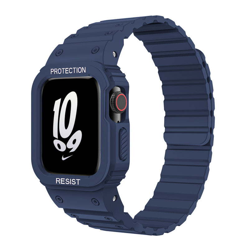 Magnetic Watch Band with Bumper Case Shockproof for Apple Watch-Blue