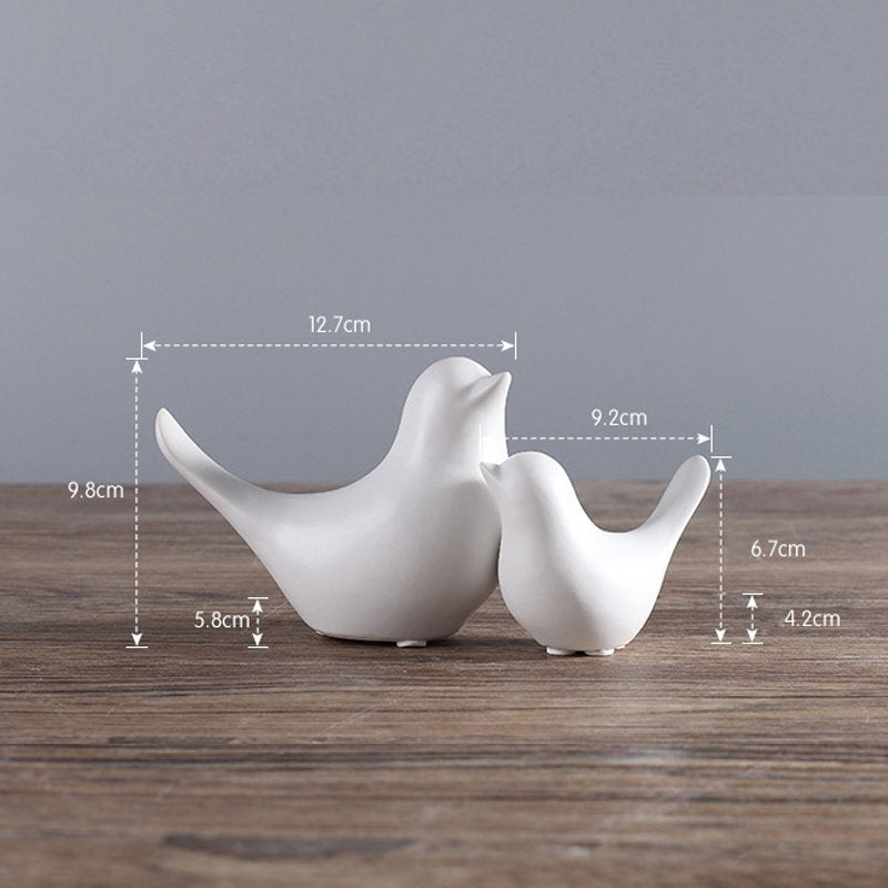 Ceramic Animal Figurines Home Decoration Furniture Desktop Display-White Bird