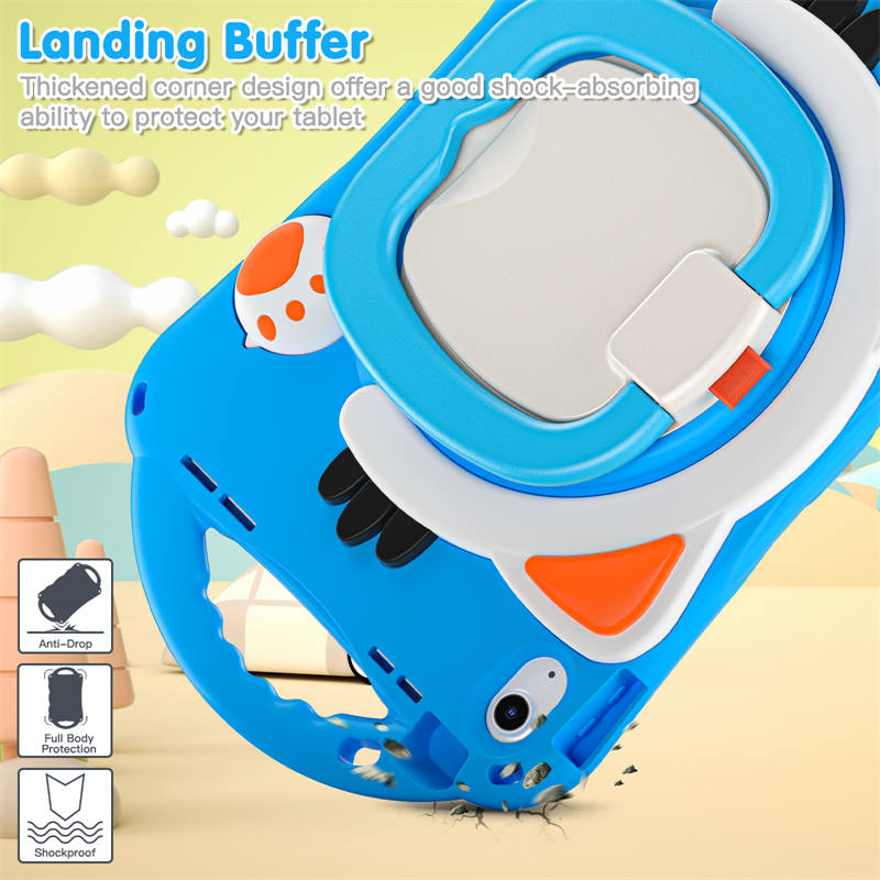 Cat Tablet Case For iPad 10th Kids Friendly with Handle Stand-LightBlue