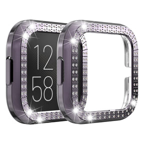 Hard PC Double Diamond Frame Protective Case For Fitbit Versa 2 - Grey