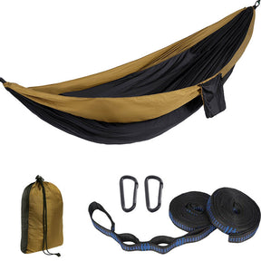 Camping Portable Hammocks with 2 Tree Straps for Travel Beach Backyard-Camel/Black