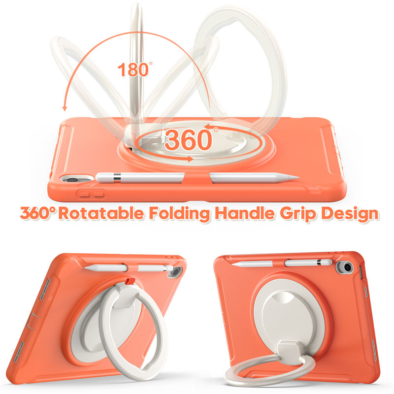 Tablet Case For iPad 10th Full Body Protection with 360¡ã Stand Portable-Orange