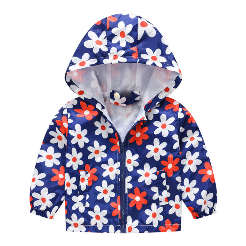 Toddler Boys Girls Cartoon Print Zip Jacket Hooded Trench Kids Casual Coats-31